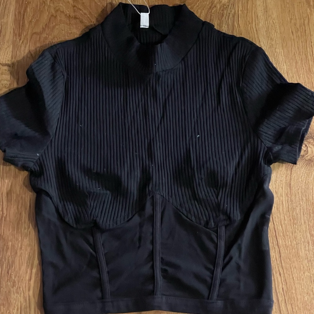 Corp top w/ sheer corset style bottom.